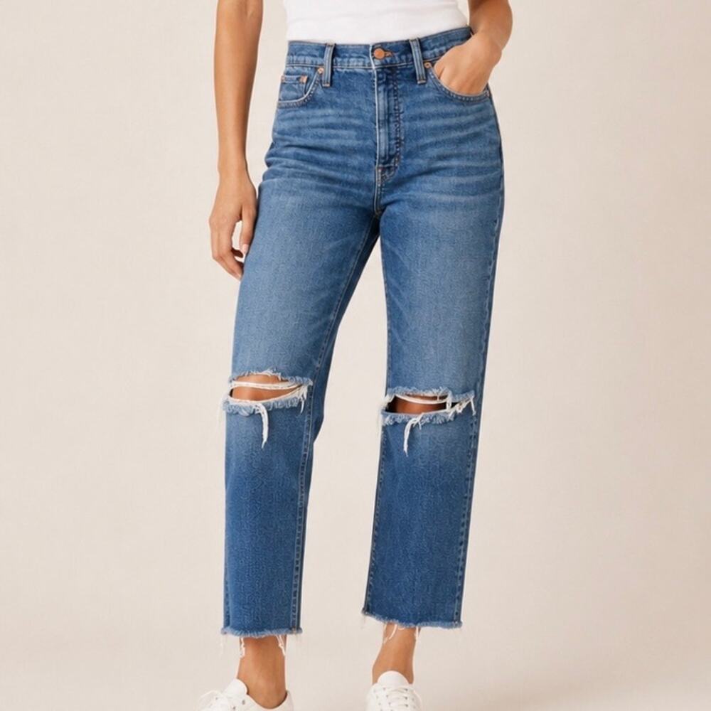 MADEWELL | Slim Demi-Boot Distressed Knee Rip Cropped Raw Hem Medium | 32, 14